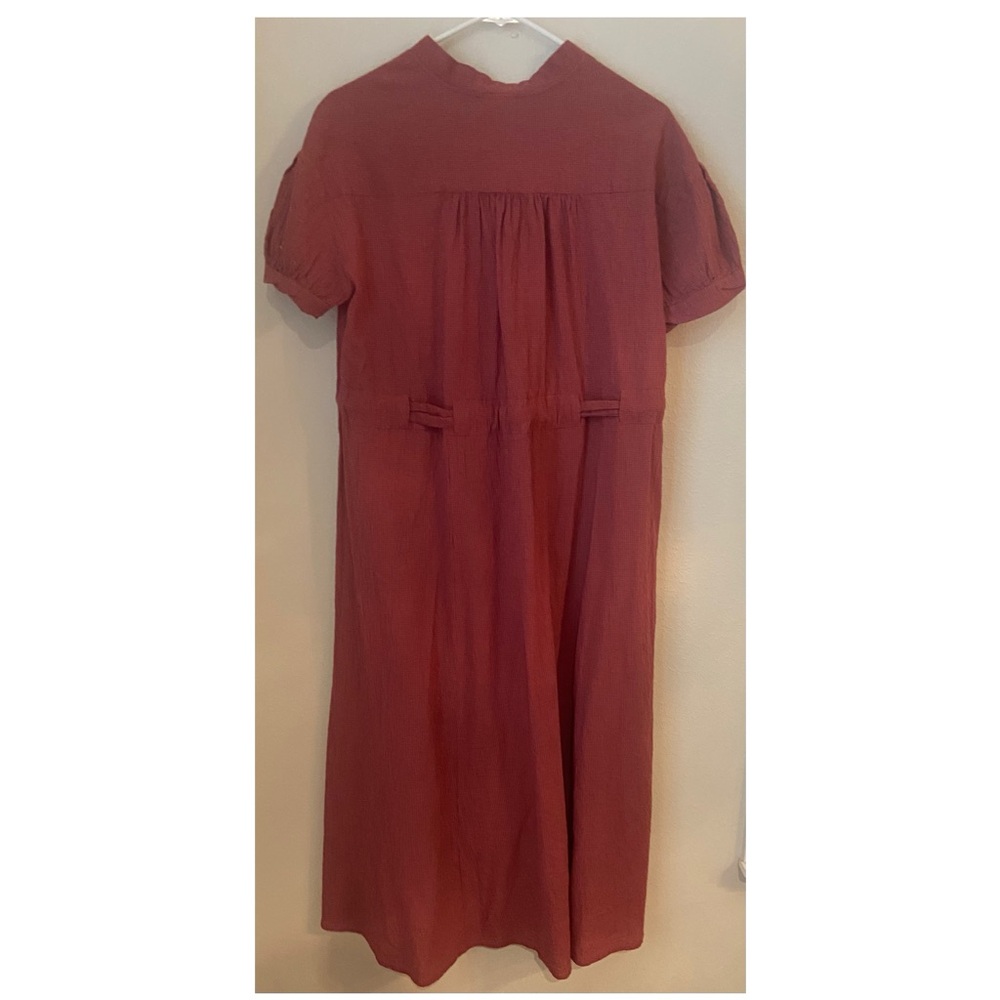 Free People Retro Romance Maxi Dress Red Gauze Button Front Tie Waist Size Small - Picture 4 of 7